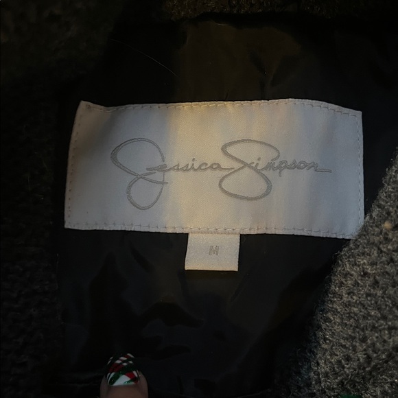 Jessica Simpson asymmetrical black puffer coat with knitted neck sweater collar - Picture 3 of 7